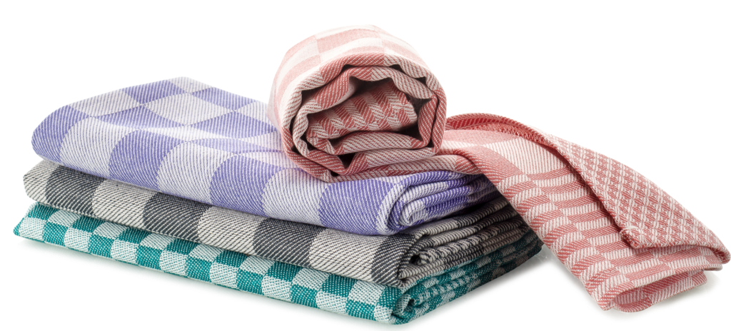 Theedoek/ Blokdoek, 100% katoen Blauw, Groen, Rood & Zwart blok 65X65cm