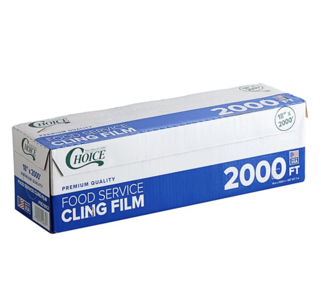 All purpose food film plastic wrap 18" x 2000