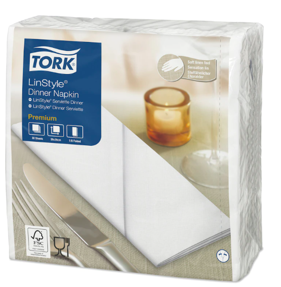 Tork Premium Linstyle® Dinnerservet wit 1/8-vouw (50 in pack)