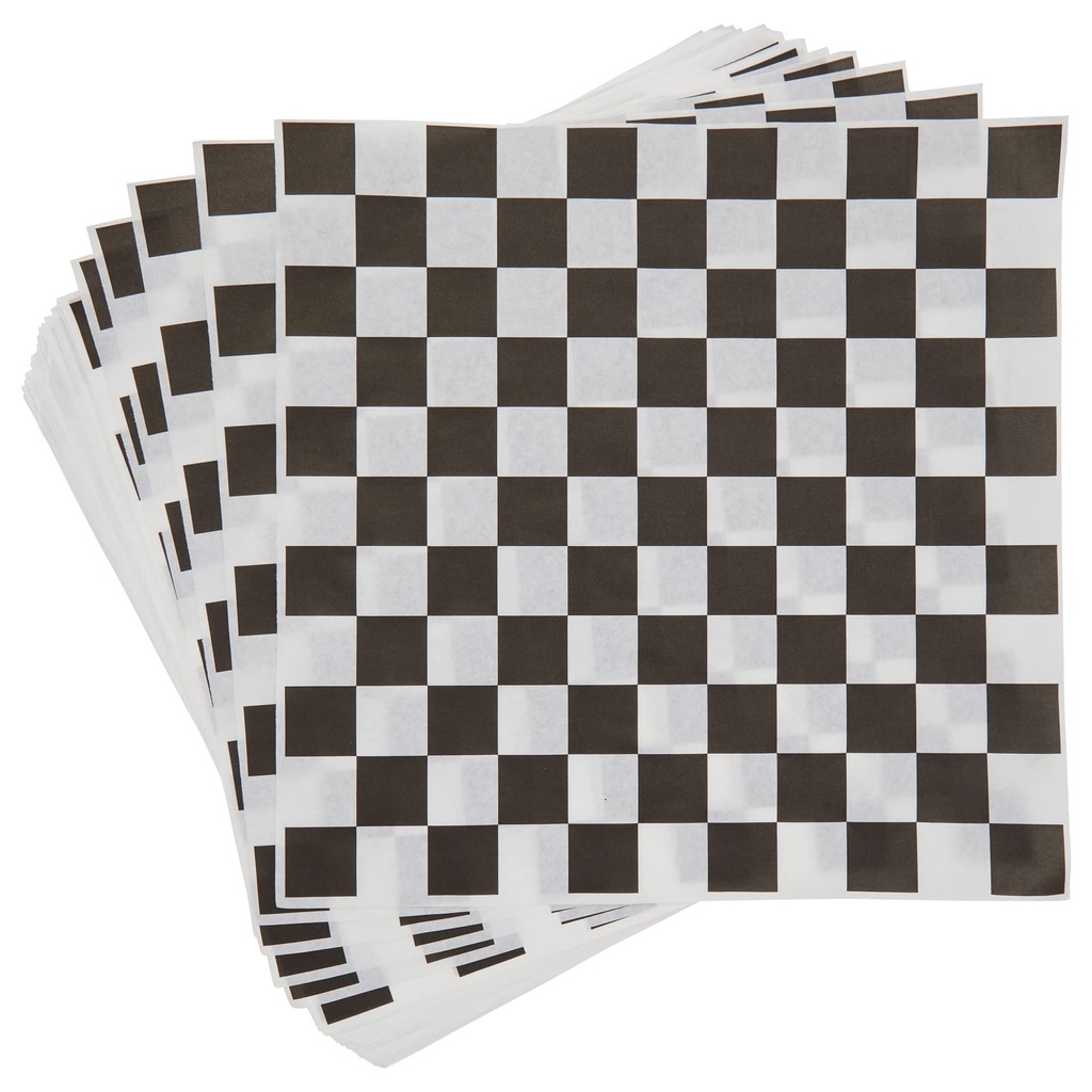 Paper Sandwich Wraps Dry Wax Black Check 12x12"