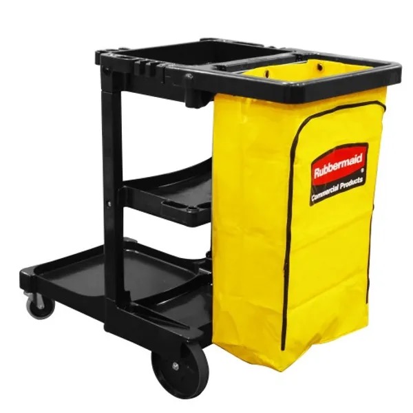 Rubbermaid  Janitor Cart with Vinyl (Yellow) Zippered Bag