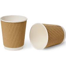 PAPER HOT CUPS 8oz BROWN RIPPLE WALL - 25pcs