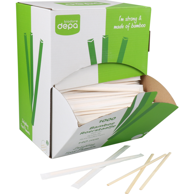 Biodore® Roerstaafje, Bamboe, 140mm - 1000st