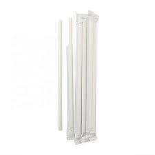 WHITE WRAPPED STRAW 7.75" - 8MM - 400pcs