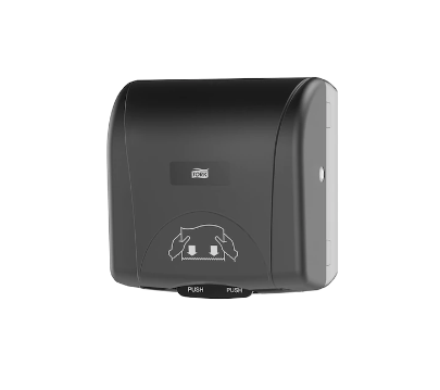 [774828/ 86600] Tork 774828 Mini Mechanical Hand Towel Roll Dispenser Black
